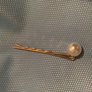gold big pearl hairclip